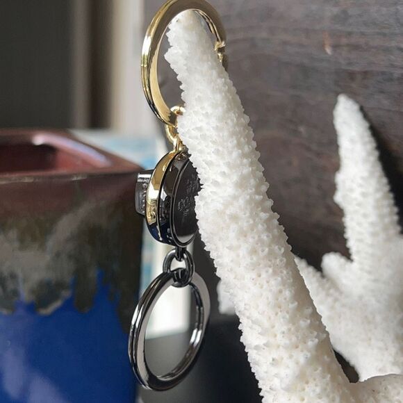 COACH Gold Black dual Fob Twist Loc PurseCharm/Key Fob NWOT - Picture 2 of 16